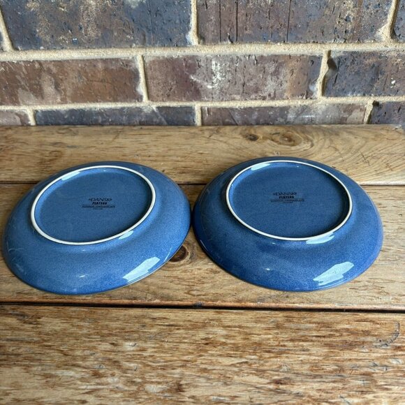 2 Dansk Plateau Blue Salad Plates 7 7/8” Blue Trim Utensil Marks, No Chips - Picture 4 of 5